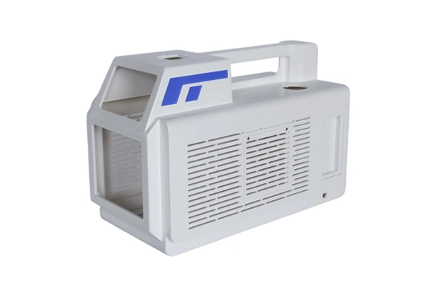 TPU overmolding applied to lightweight medical equipment plastics for shock absorption.