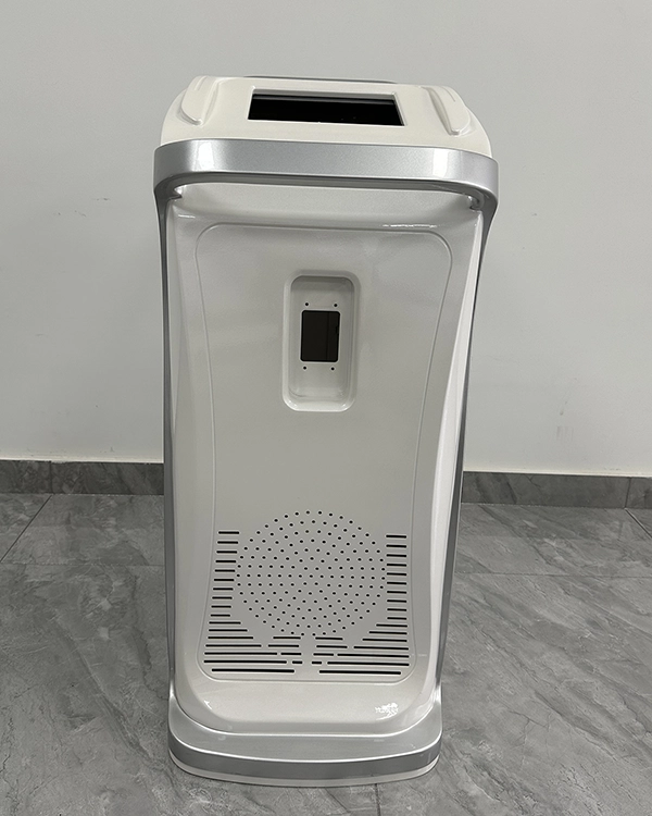 Medical beauty vertical chassis enclosure with high-gloss white finish and aluminum trim