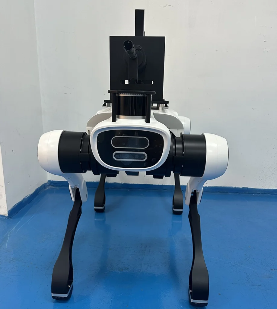 Front sensor array integration demonstrating precision tactical patrol robot casing.