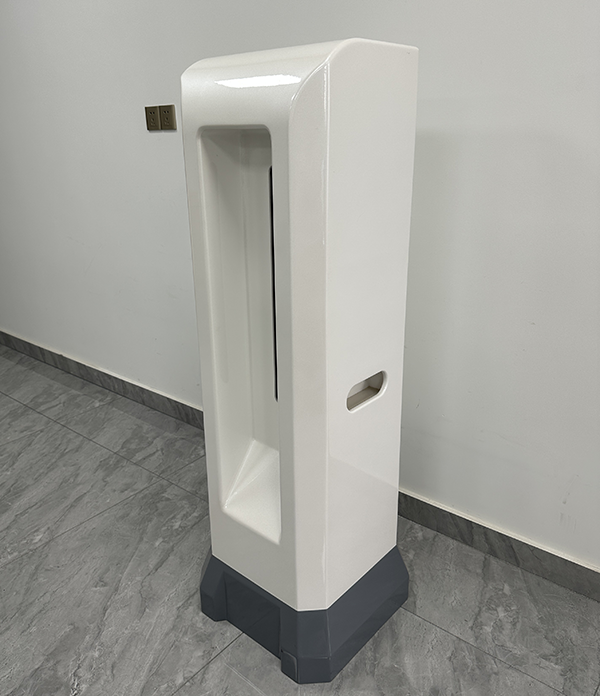 Precision machined vertical long slot on a vertical physiotherapy equipment shell.